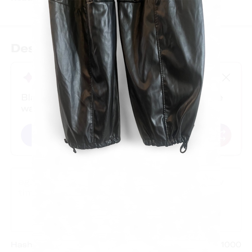 Fashion Nova Shiny Black Cargo Wide Leg Pants - Picture 4 of 13